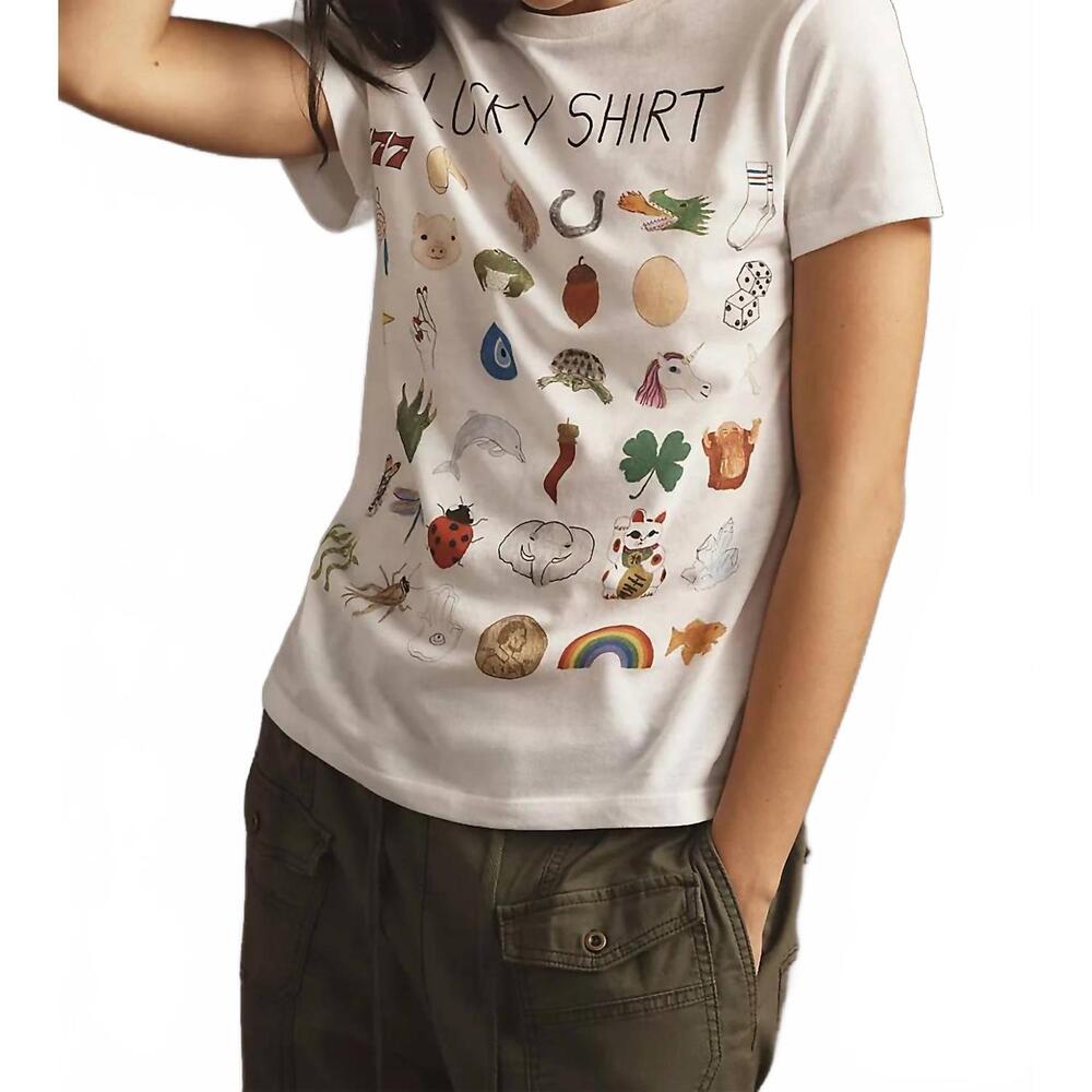 NEW UNFORTUNATE PORTRAIT lucky graphic tee in white